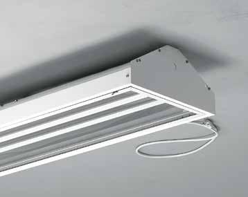 Optional white reflector is available for a wider light distribution; often needed at lower mounting heights. Mounting choices include rigid pendant, chain, or aircraft cable.