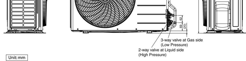 2 10 cm 100 cm 2-way valve at Liquid side (High Pressure)