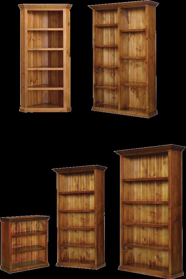 HOME RANGE solid pine HOMESTEAD Corner Bookcase Code:4009 W900 H1900 D500 HOMESTEAD 7x4 Staggered Bookcase Code:4010 W1250 H2050 D260