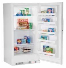 46-26722 White Kenmore 17.1 cu. ft. Manual Defrost Upright Freezer 39 This 17.1 cu. ft. manual defrost upright freezer is packed with features including slide out basket, interior light, power on light and security lock- this is sure to fit your needs.