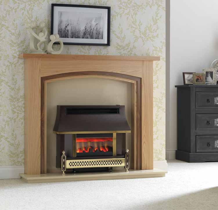 42 Sahara LFE Electronic The Sahara LFE features a distinctive canopy in a pewter or bronze finish and this glass-fronted model combines good looks with living flame technology.