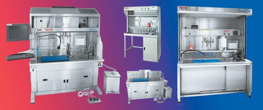 Shandon Pathology Workstations and Workbenches Downdraft or Back Draft Fume Removal Stainless Steel Construction Elevating