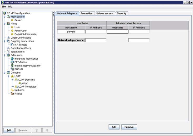 HOB RD VPN Installation HOB RD VPN Figure 22: WSP Servers Configuration Screen 6.