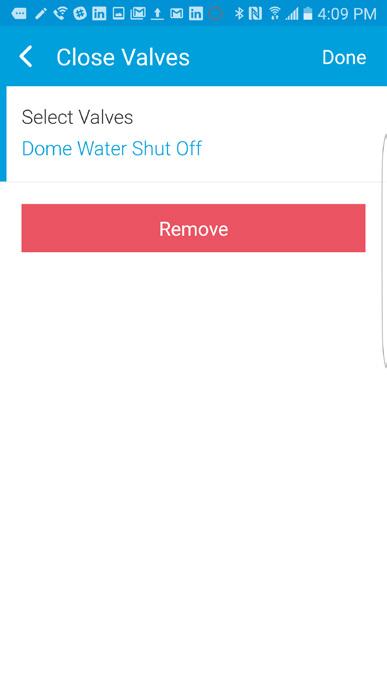 If you have a controllable water valve (like Dome s Water Main Shut-Off,) SmartThings can shut-off your water automatically when leaks are detected.