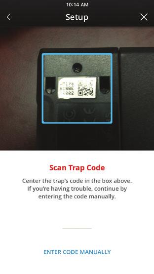 . Scan Trap Code Center the trap s code in the window on the screen. The trap code is the QR code located on the bottom of the mouse trap and the back of the rat trap.