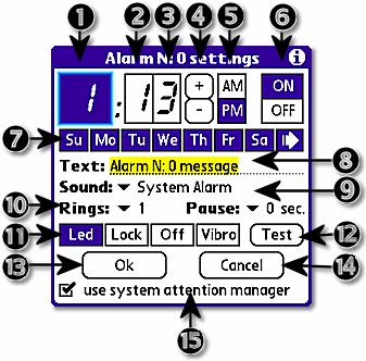 You may also use HELP SET ALARM (n) menu command where n is alarm number.