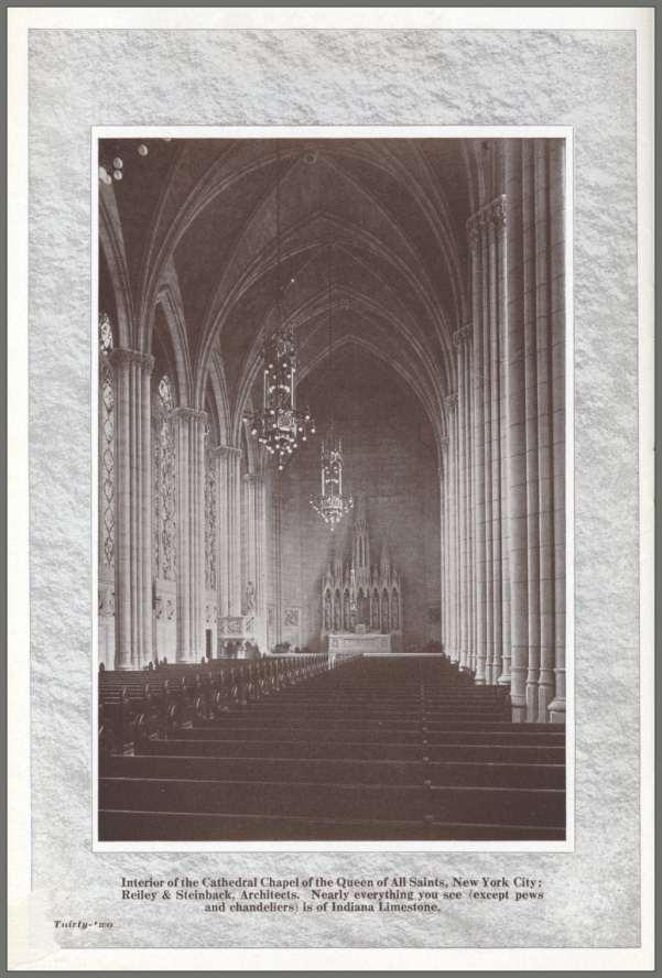 Interior of the Cathedral Chapel of the Queen of All Saints, New York City; Reiley &