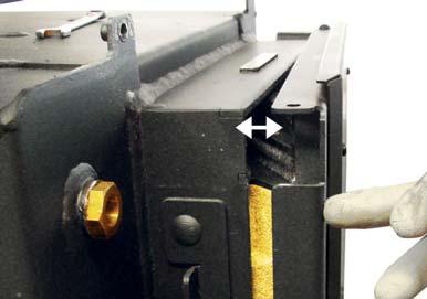 Using an Allen key (13 mm), loosen the lock nuts on the locking cams at the top and bottom Close the door With a gap of approx.