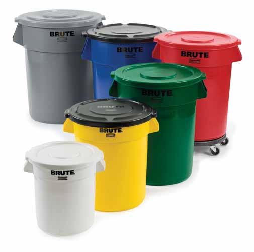 BETTER WASTE MANAGEMENT BUILT TOUGH TO SURVIVE ROUGH HANDLING AND RUGGED ENVIRONMENTS The BRUTE utility container is available in multiple colours for improved waste stream management.