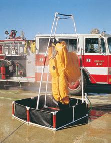 agricultural locations, and other emergency response areas Flushes contaminants from the worker s protective clothing while the retention pool collects the rinse water; may then be disposed of