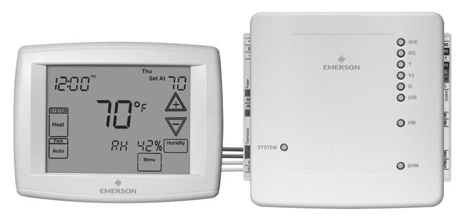 EASY INSTALL THERMOSTAT 24 VOLT 12 TOUCHSCREEN UNIVERSAL 4-wire thermostat solution Upgrade Single Stage Applications to Premium High-Efficiency Systems (Staging, Heat Pump or Heat Pump with Dual