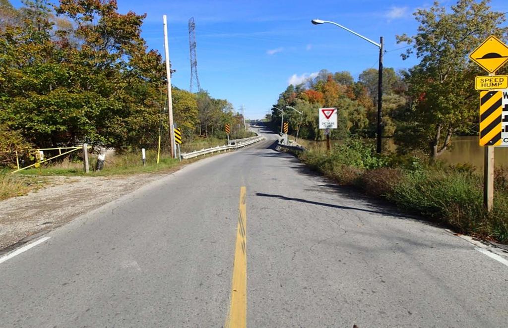 The Dalewood Drive Bridge is a temporary modular bridge supplied by the Ministry of Transportation in 1983. The single-lane structure requires traffic to yield from both directions.