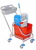 COMPLETE CLEANING CHARTS / COMPLETE REINIGUNGSWAGEN / CHARIOTS DE NETTOYAGE COMPLETS DOUBLE BUCKET TROLLEY Polypropylene / x8l = 36L or x5l = L red and