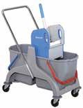 Wringer / Chrome pushing handle ECO DOUBLE BUCKET TROLLEY WITH UPPER BUCKET % recycle and % original polyproblene x8l = 36L or x5l = L grey buckets with