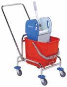 CHROME PLATED DOUBLE BUCKET 36L or L x8l = 36L or x5l = L red and blue buckets / 75mm Swivel Castors with amti shock system / Wringer / Chrome body and