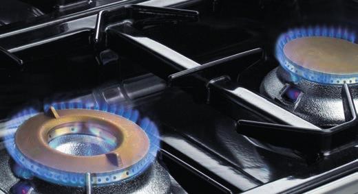 gas ranges The gas ranges offer great flexibility thanks to several combinations: 2, 4 and 6 burners on cabinet or on