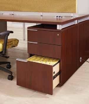 pages 12 & 13 Pedestal Storage & Support Swish pedestals offer all the storage configurations you expect from a hard-working casegoods line; locking drawers, integrated wire access, alternate pull