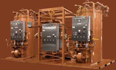 This system includes two FT-0600-C thermal fluid heaters skid mounted with three circulating pumps (one pump acts as a backup for either heater), and one FT-5000-L expansion