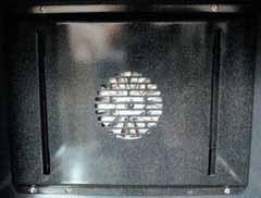 The convection bake element is located on the back wall of the oven and can be removed from inside the oven cavity. To remove the convection bake element: Remove oven racks. (See Oven Racks.