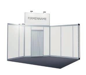 90 m company name in Helvetica medium, black, letter height if possible 75 or 100 mm EUR 69.90/m² space (at minimum 3 spotlights) Mobiliar 1 counter EUR 75.40 0.92 0.52 1.