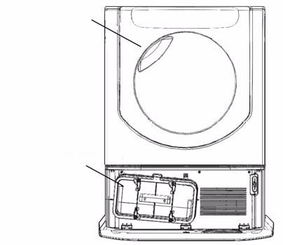 COMPONENT DESCRIPTION Door The Aqualtis Tumble Dryer door holds the customer interface controls and the water container handle is only visible when