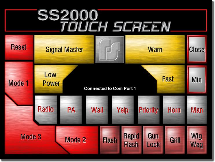 7 SS2000 TouchScreen Installation Guide The default controls are listed below, but can be altered using the Screen Editor explained in the Configuring the SS2000 TouchScreen Interface section.