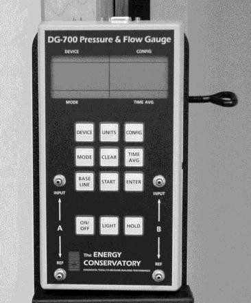 2 Test Instrumentation (DG-700 Pressure and Fan Flow Gauge) The DG-700 is a differential pressure gauge which measures the pressure difference between either of its Input pressure taps and its