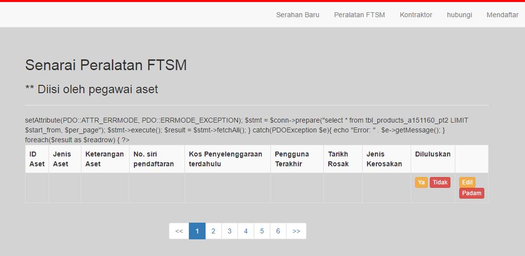 Rajah 8 Modul Peralatan FTSM KESIMPULAN Secara keseluruhannya, aplikasi SISE-waste yang dibangunkan menepati keperluan asas pengurusan peralatan e-waste di FTSM.