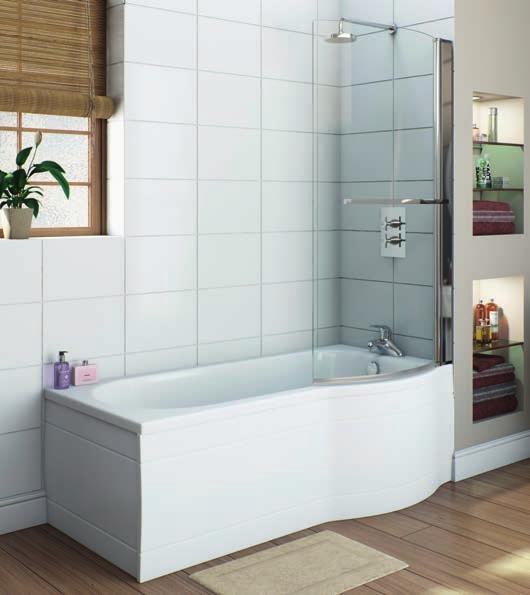 L Shape Shower Bath 1675 x 700mm (800mm at widest point) 0 tap hole DIBSHP002 - Left hand, DIBSHP004 -