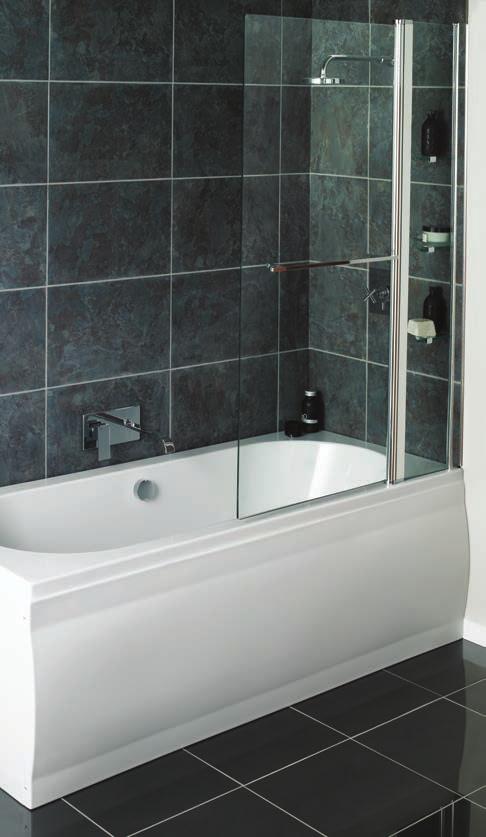BATH SCREENS Single Bath Screen W825 x H1400mm 5mm toughened safety glass tested to