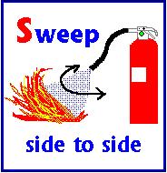 How to Use a Fire Extinguisher Sweep from side to side.. until the fire is completely out. Start using the extinguisher from a safe distance away, then slowly move forward.