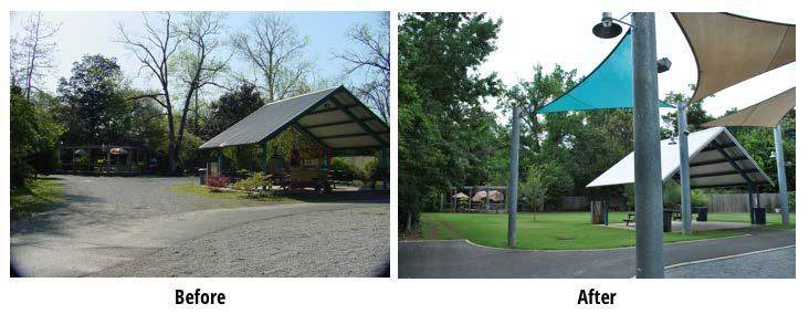 DISTRICT 4 Zoo Festival Plaza $395,000 Before After Bronze animal sculptures, a water area