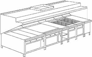 Commercial Exhaust System Design A typical kitchen ventilation system includes an exhaust hood or canopy, ductwork, fan system, and a means of providing adequate make-up air.