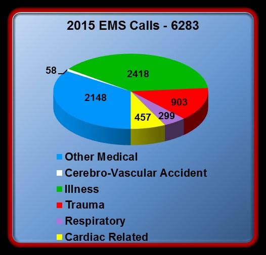EMERGENCY RESPONSE MEDICAL SAMPLING OF NUMBER OF CALLS IN 2015 BY TYPE Obstetrical 13