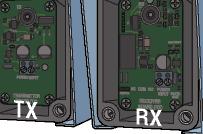 emx irbmon Transmitter (TX) CLOSING direction ThruBeam Receiver (RX) cell (ThruBeam) CLOSING Direction Single Gate Operator To EDGE and PWR V Input To PWR V Input Transmitter (TX) TX INPUT