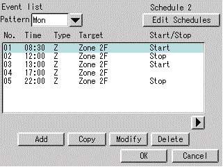 System Settings Menu Screen Schedule Convenient Function Copy in Units of Events Screen Event List Screen 3 Copy Events 6 7 3 4 5 When it is necessary to reuse an event set for a day of the week,