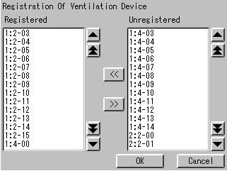 System Settings Menu Screen Ventilation Device registration 3 Setting of the FC Change Over. Ventilation Device registered in a control group are shown in the Registered list q.
