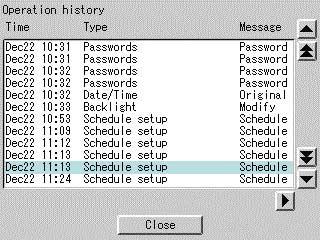 When checking for the history of system Settings operations, touch the [ history] button q to confirm that the history screen Screen is displayed.
