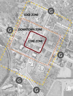 Site Background Location and Zoning Downtown Okemos Meridian Township Area bordered by Ardmore Avenue and Methodist, Moore, and Clinton Streets Downtown is divided into three