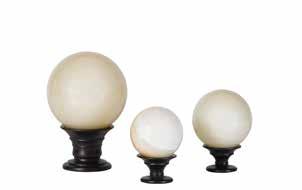 Bronze finish stand. Alabaster sphere. 1030-306 Ebony Geometric Objects Cone: W6 D6 H9 in.