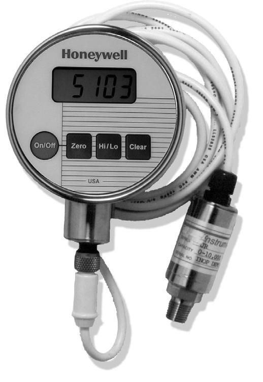 Model JR Remote Pressure Digital Pressure Gauge DESCRIPTION With a 6-ft microchange cable connection, the Model JR digital pressure test gauge with 0.