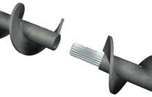 progressive screw blade. Ball joint for continuously adjustable inclination.