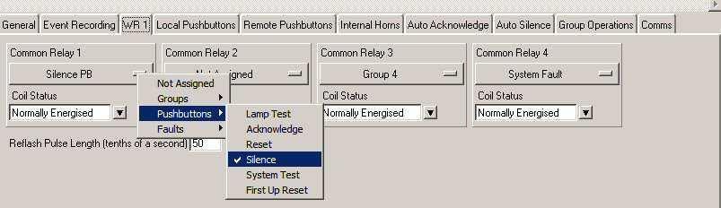 In the example below Relay 1 is being assigned to Group 1 and a left mouse click would complete the selection.