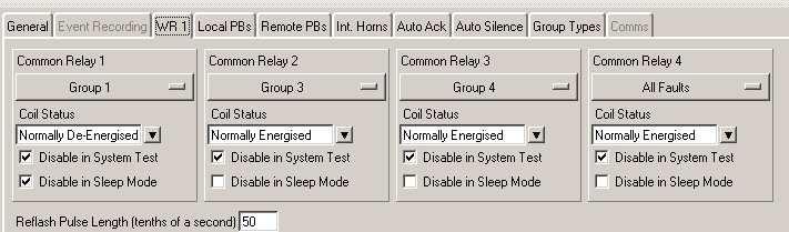 WR Relay Operation Whilst In Sleep Mode On systems supplied after 1 st February 2010 using configuration software version 2.0.5 or higher the common relays can be selected to operate during sleep mode or can be inhibited if required.