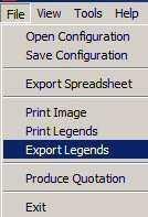 Export the Legends Legends can be exported to a Microsoft Excel Template for future reference using the File Menu and selecting Export Legends.