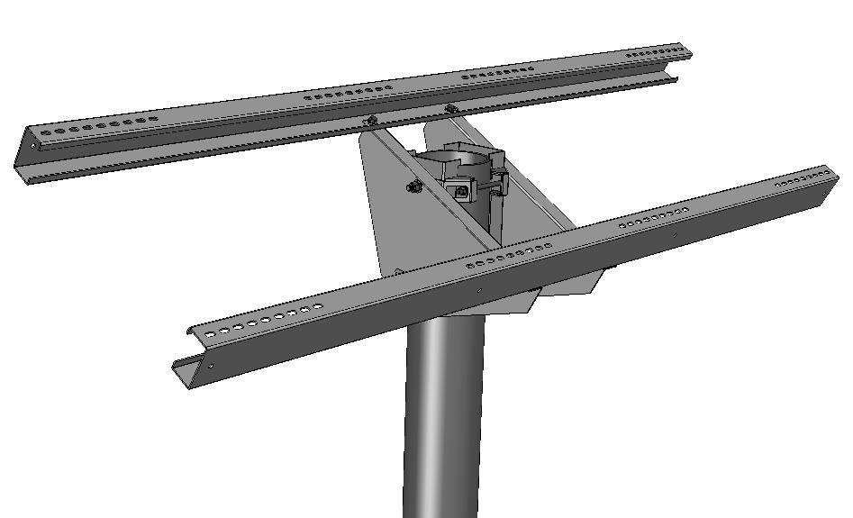 10 Universal Top-of-Pole Mount UNI-TP/12LL Installation Guide Step 5 - attaching the cross rails to the tilt plates Cross Rail 2 27-0627-100 5/16-18 x 50 hex-cap bolt, Zinc 4 23-3118-901 5/16 flat