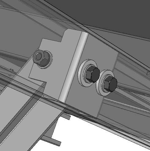 Tighten to 12 ft-lbs. Attach the upper knee brace rail to the ends of the PV module channel rails using 3/8 hardware. Tighten to 12 ft-lbs. 3. 4. 5.