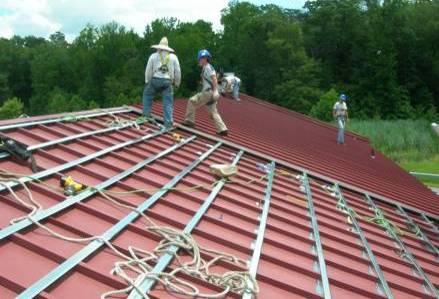 How Solar Air Heating Roofs Are Installed: FDA Lab, Standing Seam Metal Over Metal Labs with high outside air are most energy