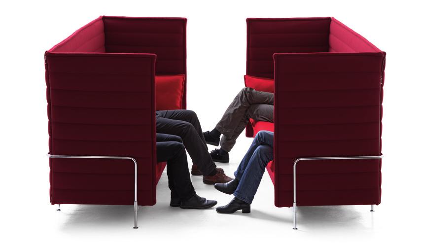 It was designed for the open-plan office, where it offers employees a comfortable, upholstered niche which protects them from the hectic goings on around them.