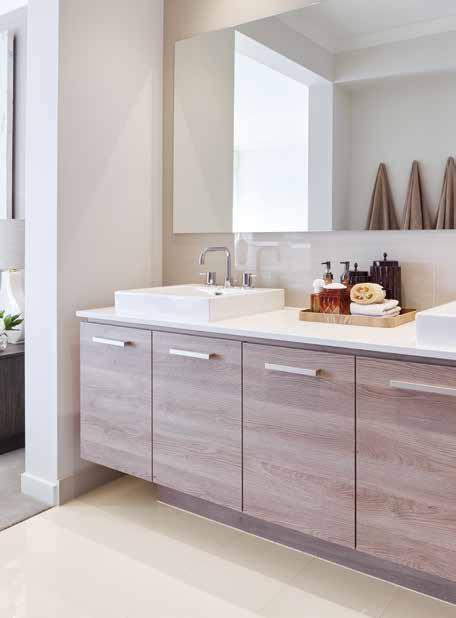 WET AREA INCLUSIONS IN YOUR LAUNDRY A CABINETRY, SINK AND TAPWARE Washing will be made easy with stainless steel 45 litre drop-in tub with sleek mixer and a single laminate cabinet with two portrait